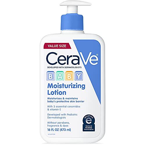 CeraVe Baby Lotion | Gentle Baby Skin Care with Ceramides, Niacinamide & Vitamin E | Fragrance, Paraben, Dye & Phthalates Free | Lightweight Baby Moisturizer | 16 Ounce