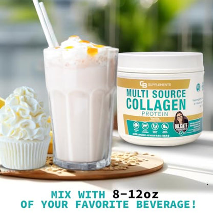 Vanilla Multi Collagen Protein Powder - Hydrolyzed Bovine Collagen Peptides, Albumen Protein, Hydrolyzed Marine Collagen Peptides, Natural Flavors