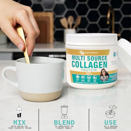 Vanilla Multi Collagen Protein Powder - Hydrolyzed Bovine Collagen Peptides, Albumen Protein, Hydrolyzed Marine Collagen Peptides, Natural Flavors