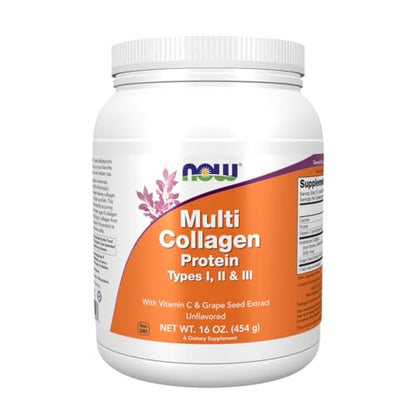 NOW Foods Supplements, Multi Collagen Protein Types I, II & III Powder, Bone, Joint, and Skin Health, 16 oz (454 g)