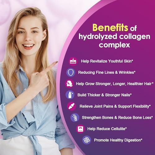 NATURE TARGET Multi Collagen Peptides Powder - Type I, II, III, V, X - Hydrolyzed Collagen Peptides with Vitamin C Hyaluronic Acid, Supports Skin Hair Nail & Joint, Grass-Fed, Non-GMO, 50 Servings