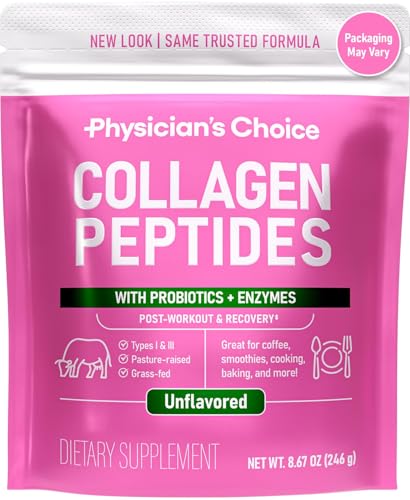 Physician's CHOICE Collagen Peptides - Hydrolyzed Protein Powder for Hair, Skin, Joints - Grass Fed, Non-GMO